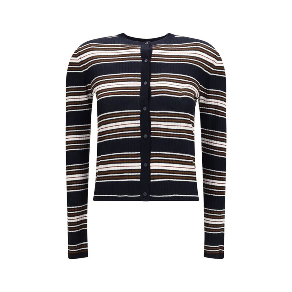 Max Mara Studio Women Striped Silk And Wool Cardigan